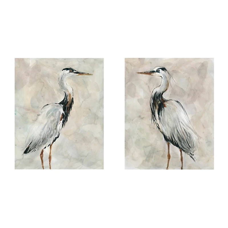 Crane at Dusk Giclee Canvas Art Prints, Set of 2