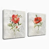 Linen Peony Giclee Canvas Art Prints, Set of 2
