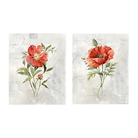 Linen Peony Giclee Canvas Art Prints, Set of 2