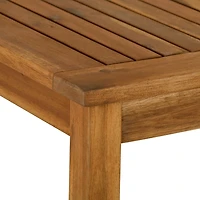 Brown Wood Slat Dining Table with Umbrella Insert