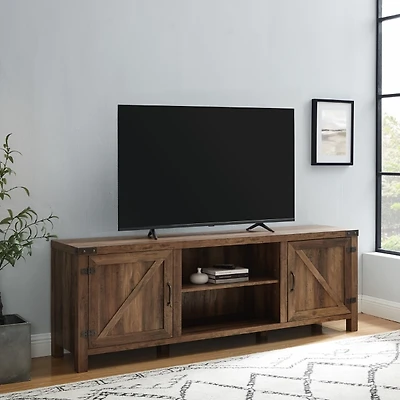 Rustic Oak Barn Door TV Stand