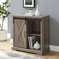 Gray Wash Sliding Barn Door Cabinet