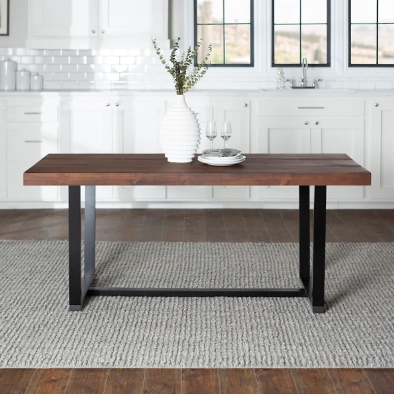 Mahogany Distressed Solid Wood Dining Table