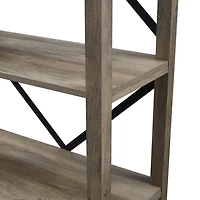 Gray Wash Metal X Frame Back Bookshelf