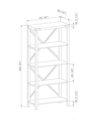 Gray Wash Metal X Frame Back Bookshelf