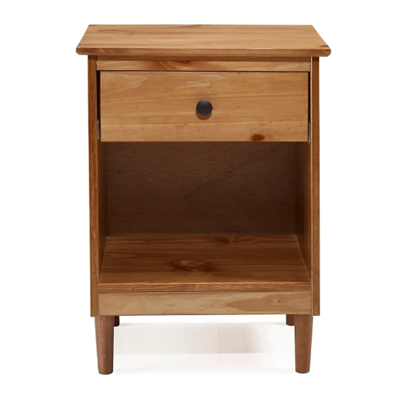Caramel One-Drawer Wood Nightstand