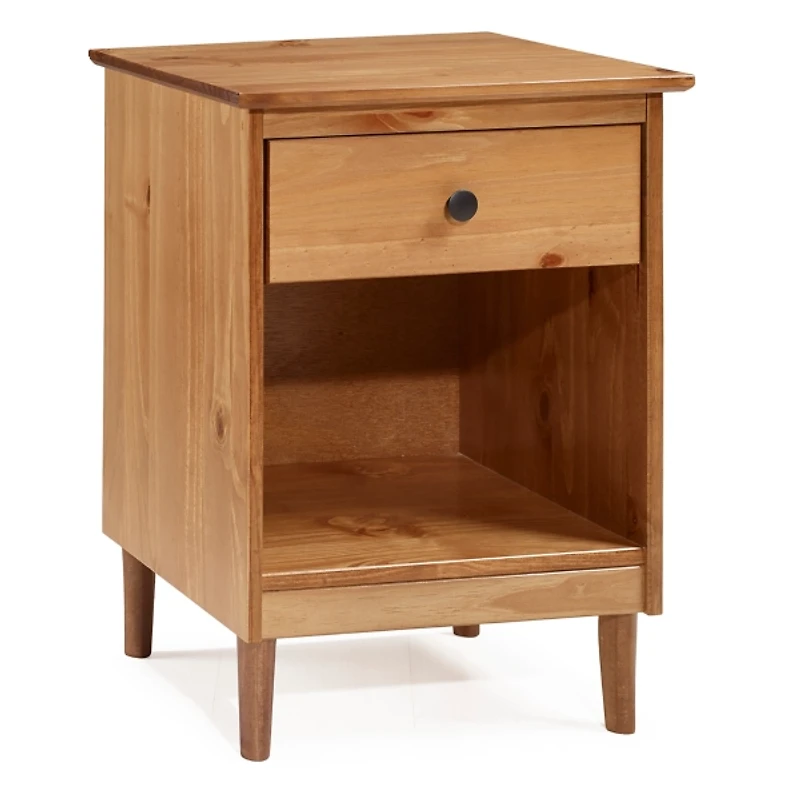 Caramel One-Drawer Wood Nightstand