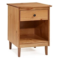 Caramel One-Drawer Wood Nightstand