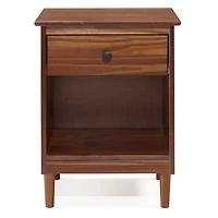 Walnut One-Drawer Wood Nightstand