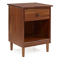 Walnut One-Drawer Wood Nightstand