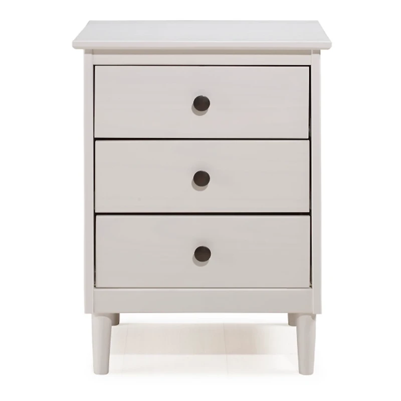 White 3-Drawer Wood Nightstand