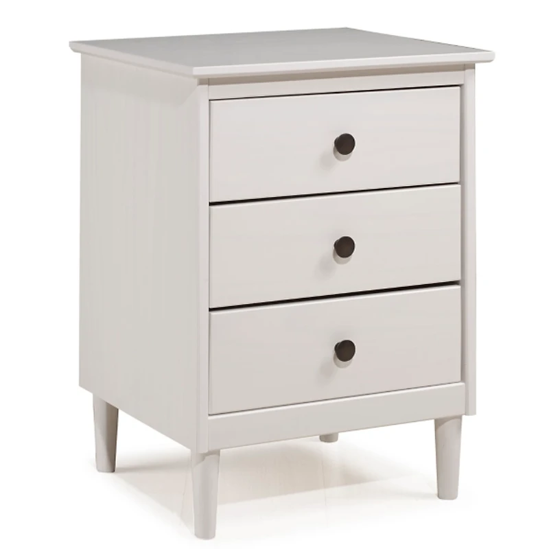 White 3-Drawer Wood Nightstand