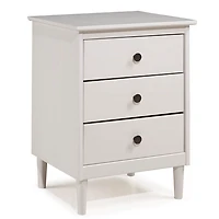White 3-Drawer Wood Nightstand