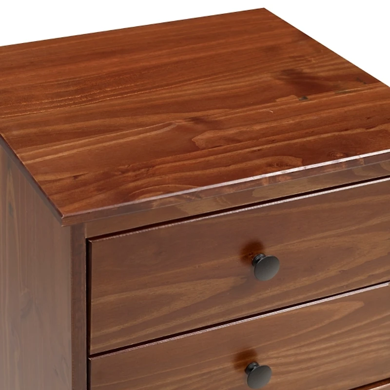 Walnut 3-Drawer Wood Nightstand