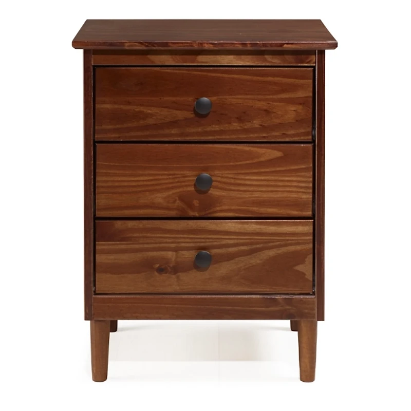 Walnut 3-Drawer Wood Nightstand