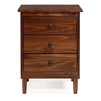 Walnut 3-Drawer Wood Nightstand