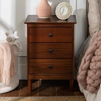 Walnut 3-Drawer Wood Nightstand