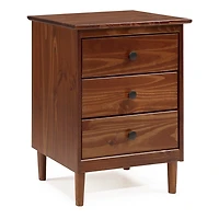 Walnut 3-Drawer Wood Nightstand