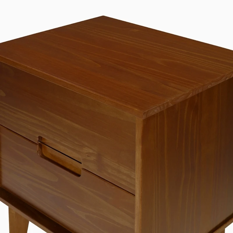 Walnut Mid-Century Modern 2-Drawer Nightstand