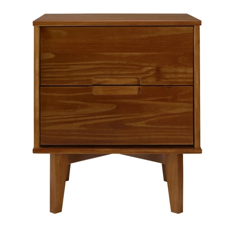 Walnut Mid-Century Modern 2-Drawer Nightstand