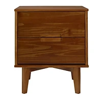 Walnut Mid-Century Modern 2-Drawer Nightstand