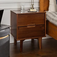 Walnut Mid-Century Modern 2-Drawer Nightstand