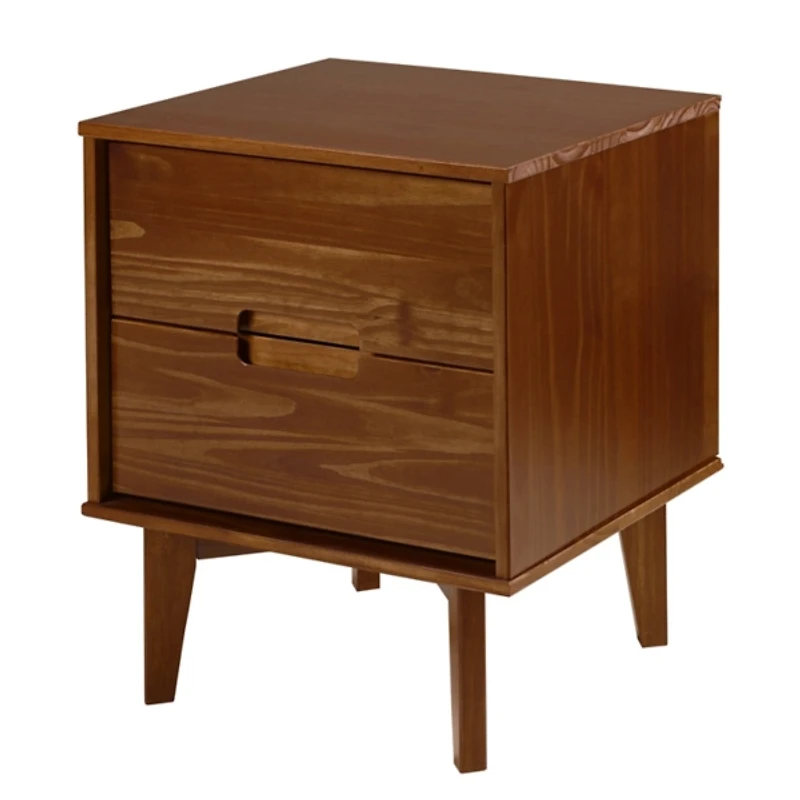 Walnut Mid-Century Modern 2-Drawer Nightstand