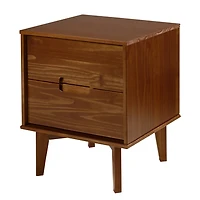 Walnut Mid-Century Modern 2-Drawer Nightstand