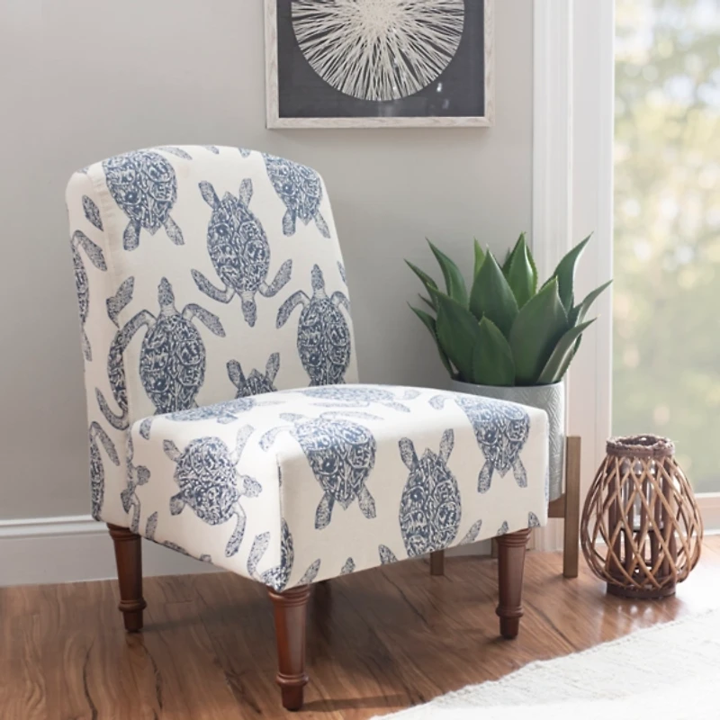 Sea Turtle Print Accent Chair