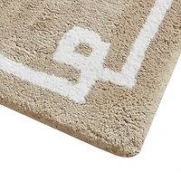 Tan Cotton Tufted Bath Mat with Border, 30 in.
