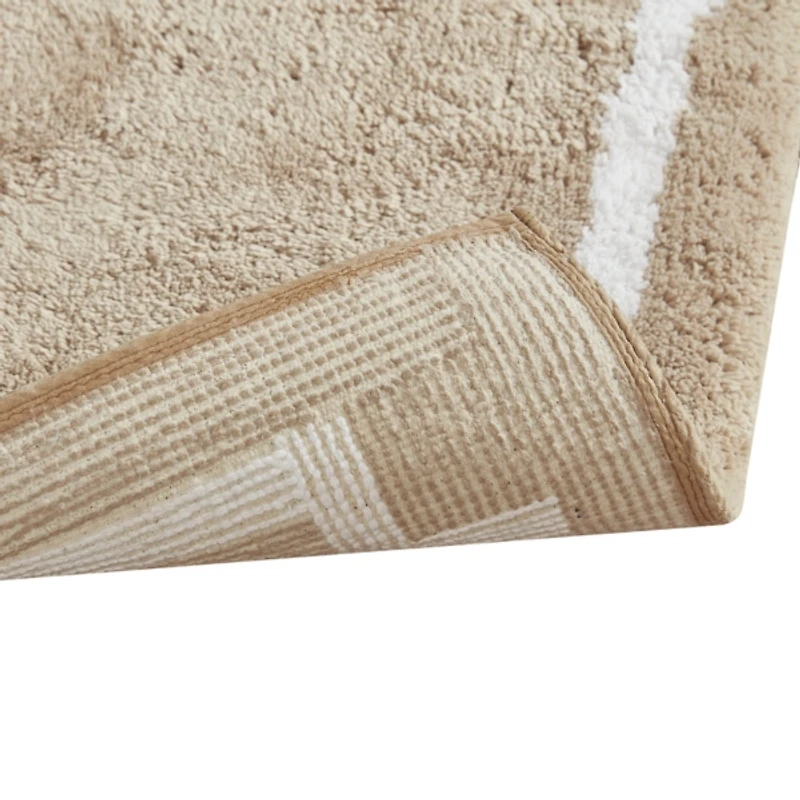 Tan Cotton Tufted Bath Mat with Border, 30 in.