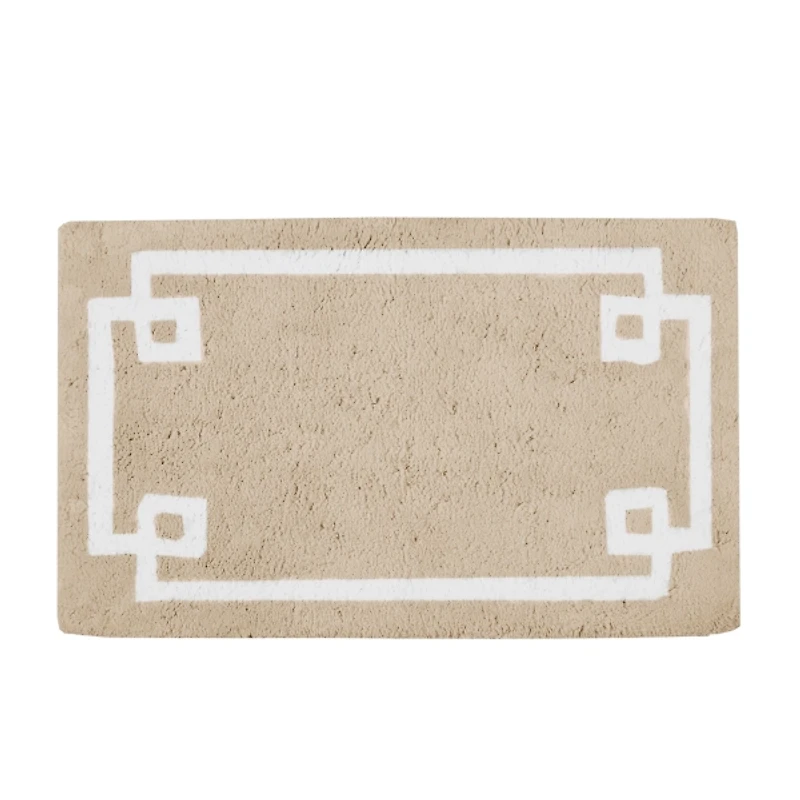 Tan Cotton Tufted Bath Mat with Border, 40 in.