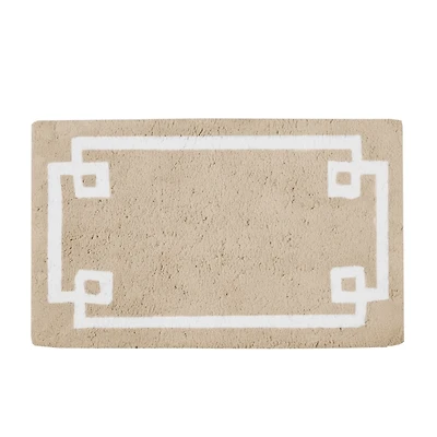 Tan Cotton Tufted Bath Mat with Border, 40 in.