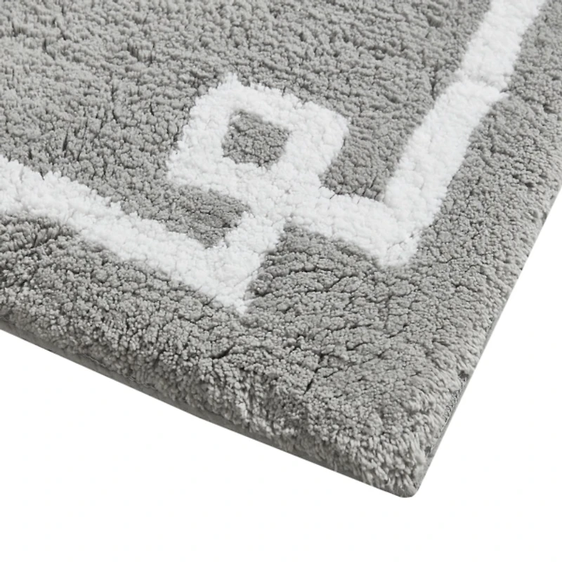 Gray Cotton Tufted Bath Mat with Border, 40 in.