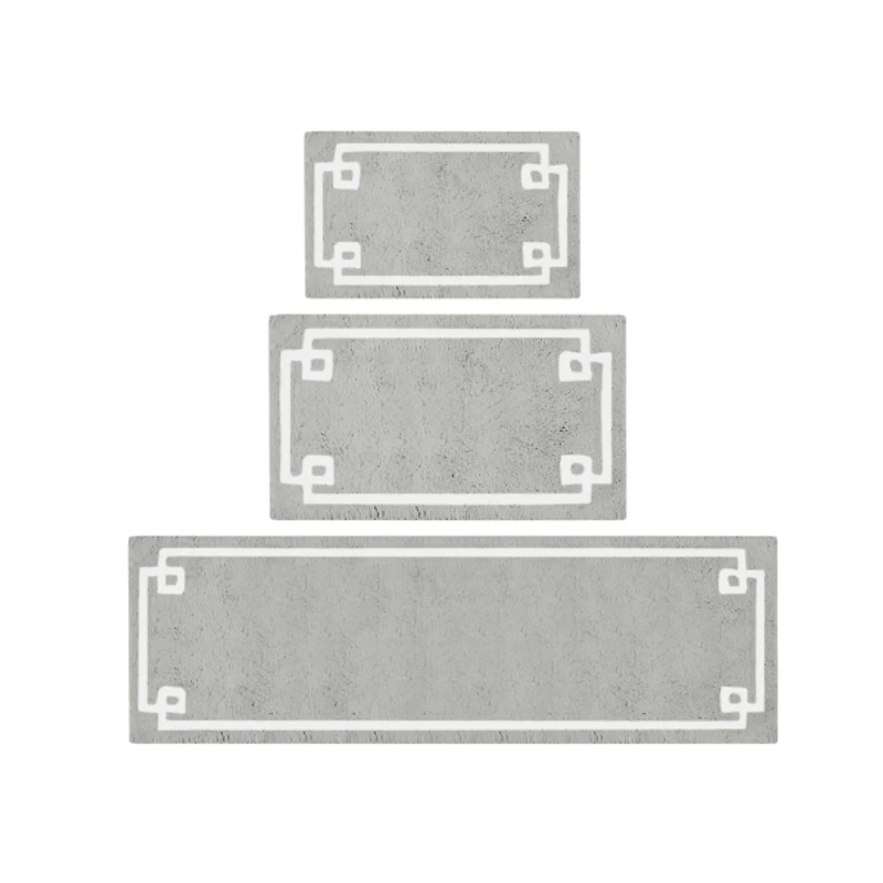 Gray Cotton Tufted Bath Mat with Border, 40 in.