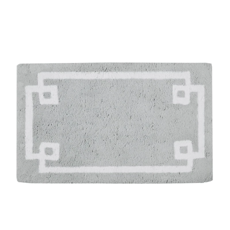 Gray Cotton Tufted Bath Mat with Border, 40 in.