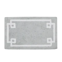 Gray Cotton Tufted Bath Mat with Border, 40 in.