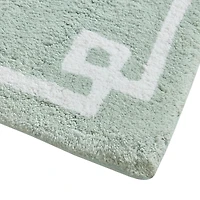 Blue Cotton Tufted Bath Mat with Border, 30 in.