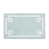 Blue Cotton Tufted Bath Mat with Border, 30 in.
