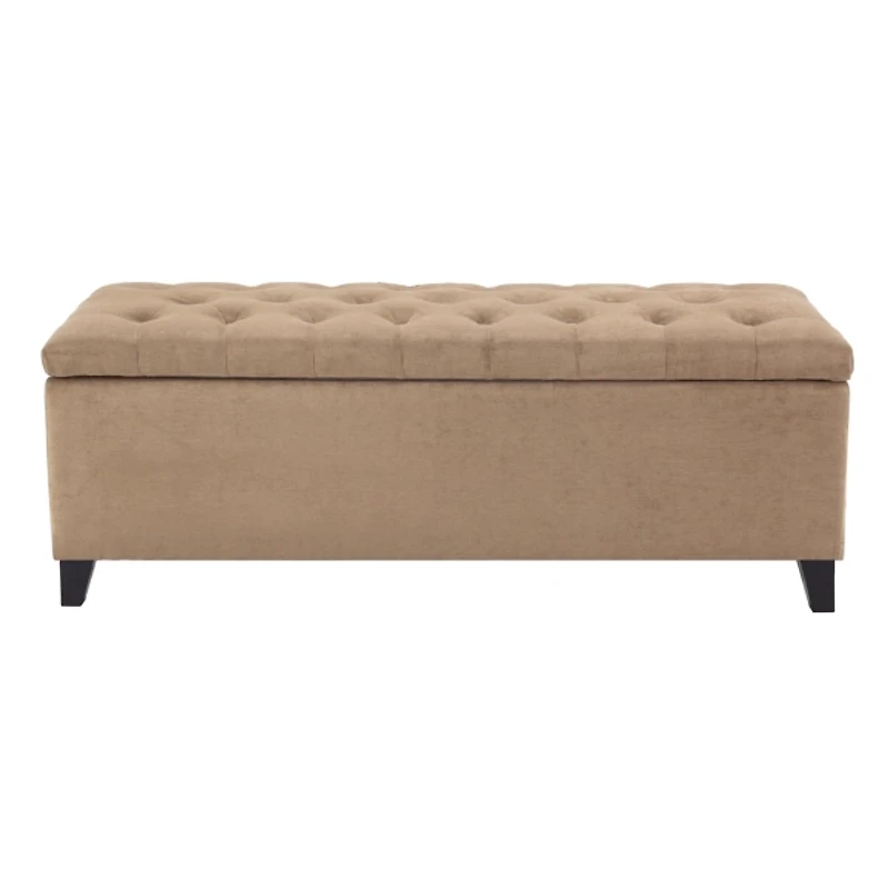 Brown Button Tufted Storage Bench