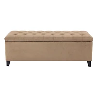 Brown Button Tufted Storage Bench