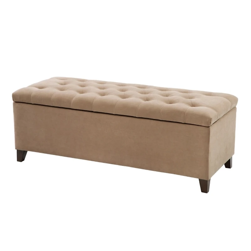 Brown Button Tufted Storage Bench