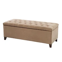 Brown Button Tufted Storage Bench
