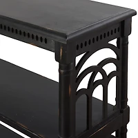 Black Open Shelf Cathedral Ends Console Table