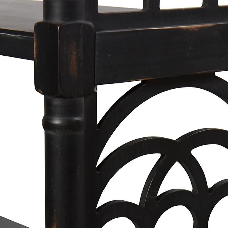 Black Open Shelf Cathedral Ends Console Table