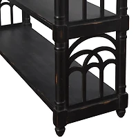Black Open Shelf Cathedral Ends Console Table