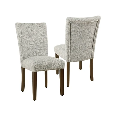 Gray Floral Parsons Dining Chairs, Set of 2