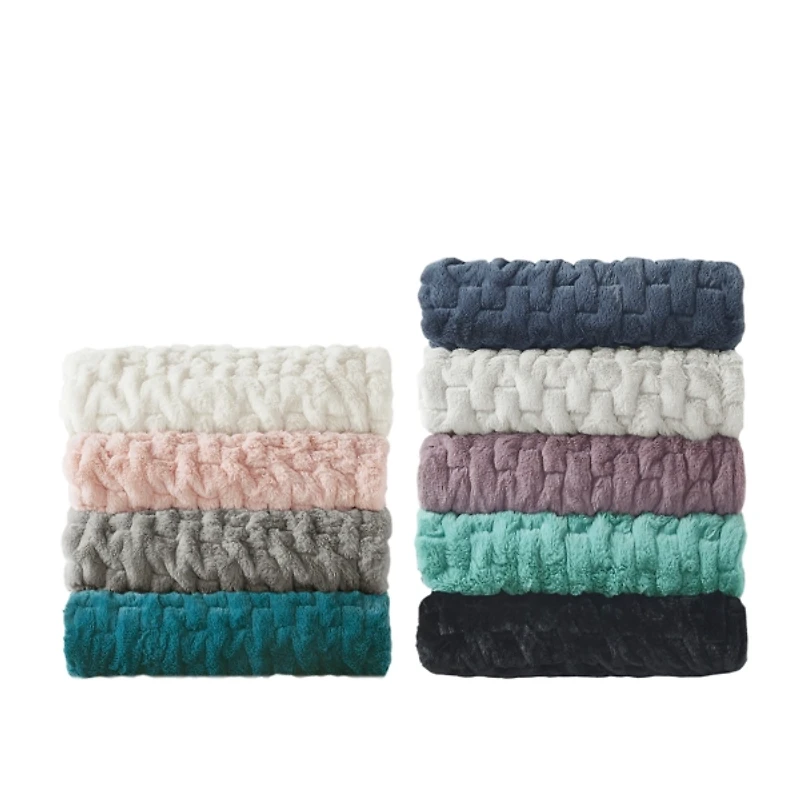 Blush Ruched Faux Fur Throw