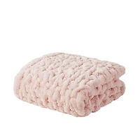 Blush Ruched Faux Fur Throw
