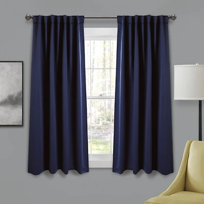 Navy Back Tab Blackout Curtain Panel Set, 63 in.